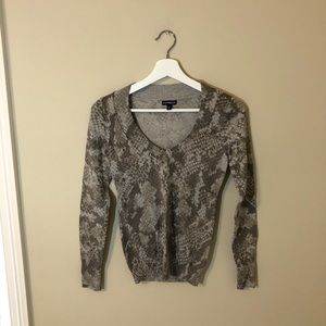 Express Snakeskin V-neck Sweater